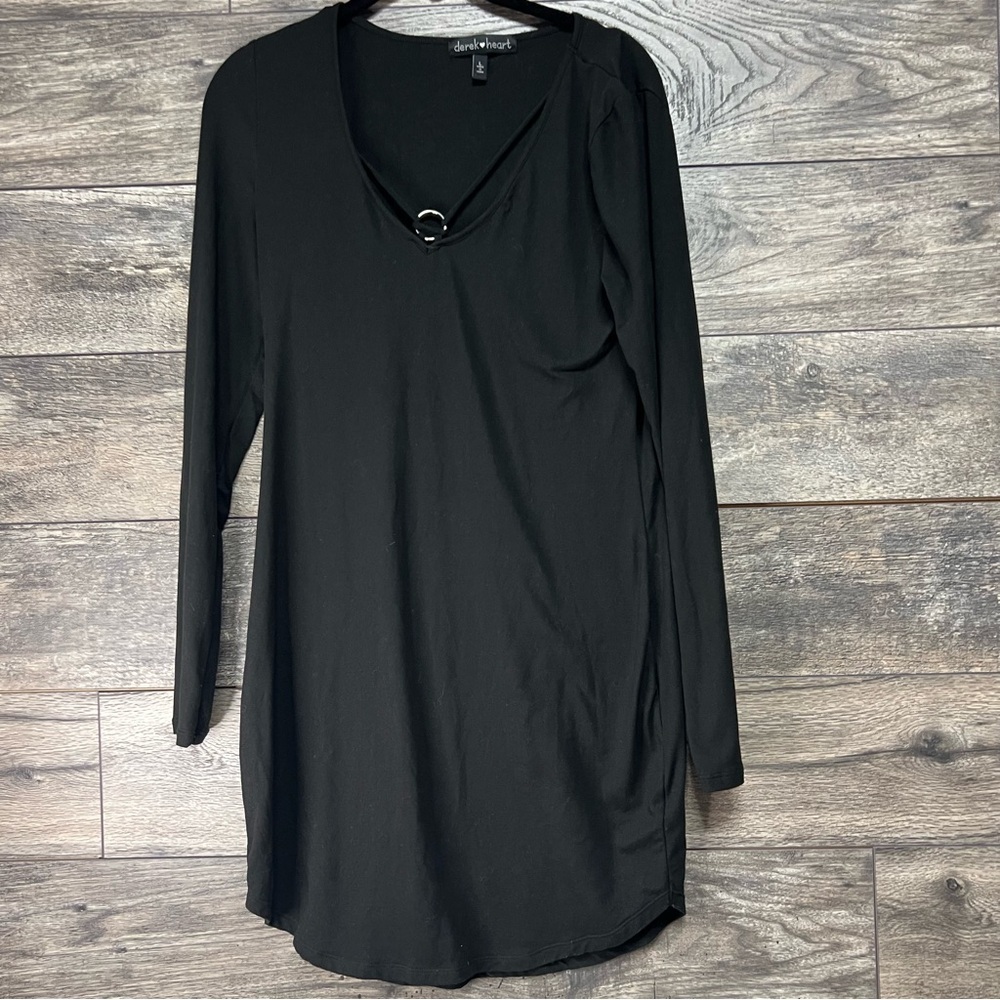 Derek Heart Black Dress with Ring Accent Size Large